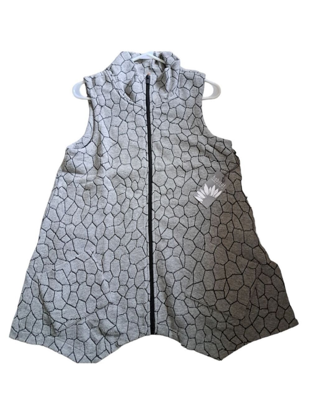 New Habitat cobblestone soft vest gray stone sleeveless zip tunic lagenlook XS